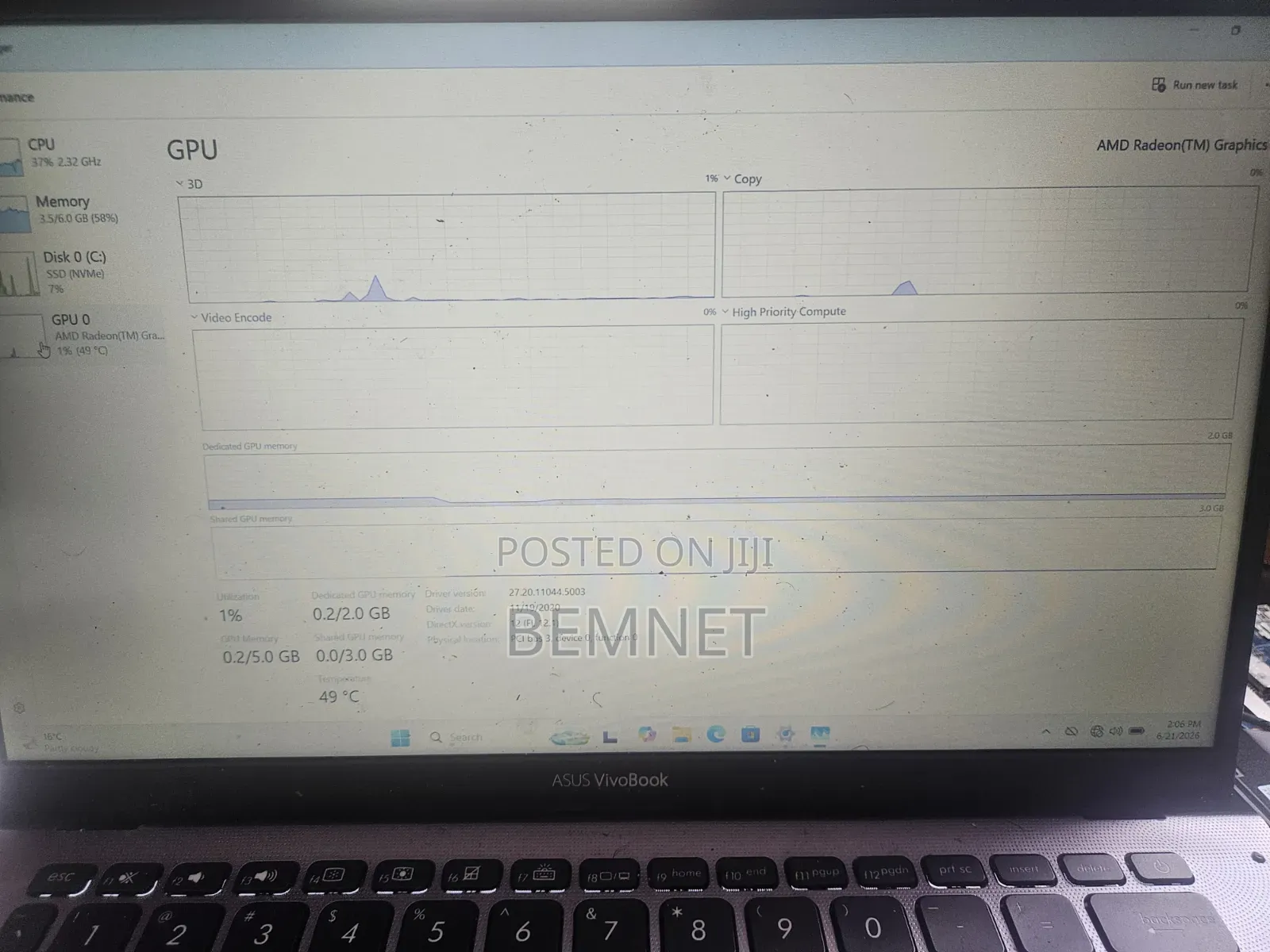 Laptop Asus 8GB AMD Ryzen 3 SSD 256GB