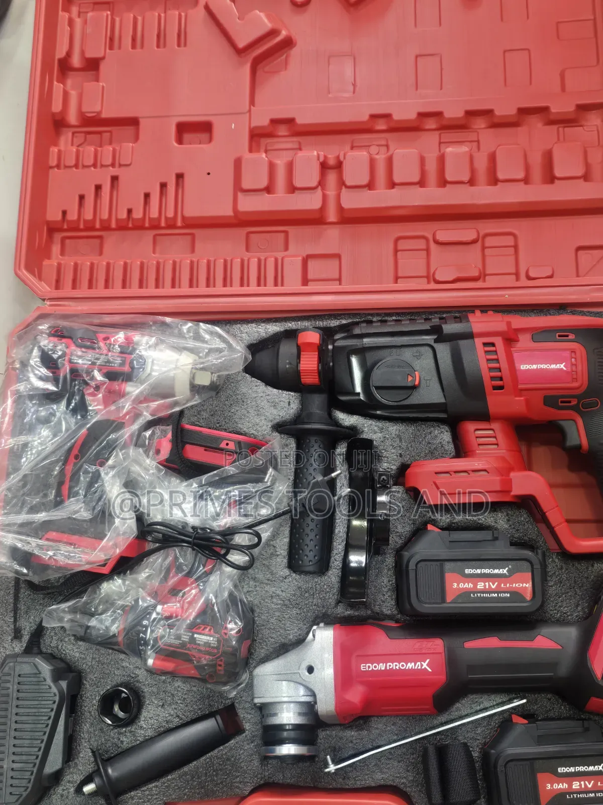 Edon Promax 21v Cordless Rotary Hammer Angle Grinder Combo Kit