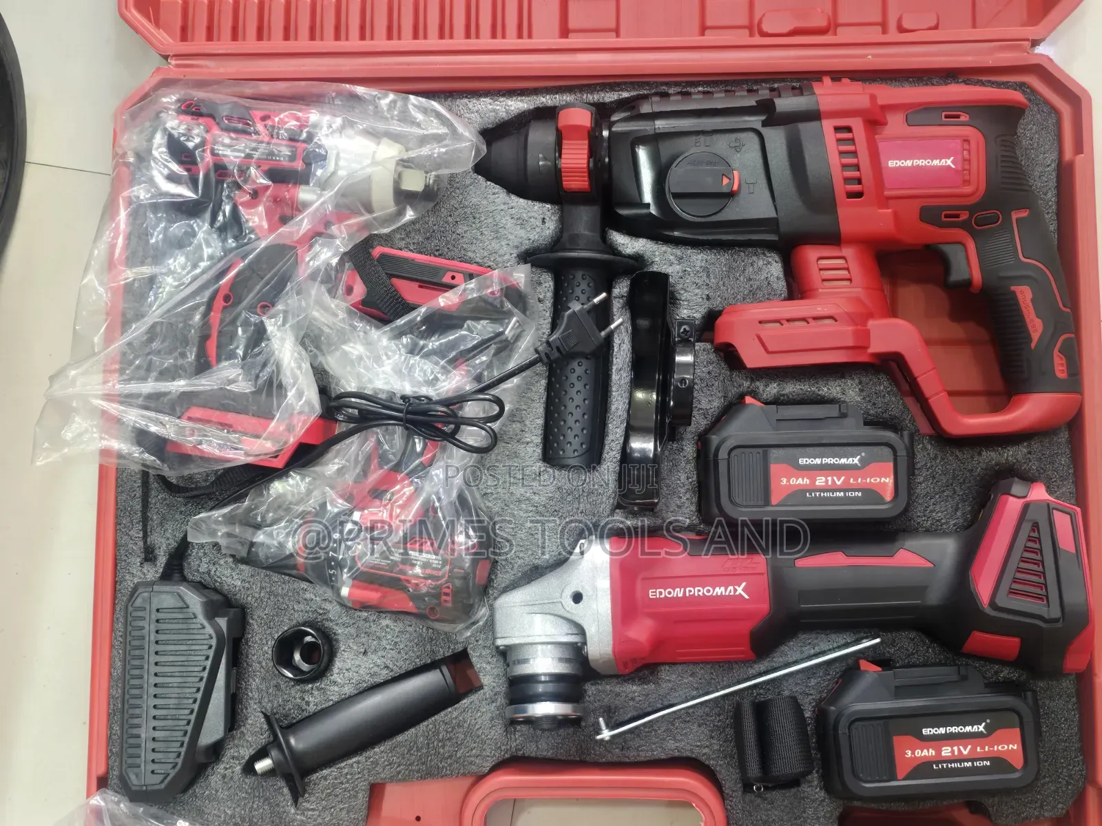 Edon Promax 21v Cordless Rotary Hammer Angle Grinder Combo Kit