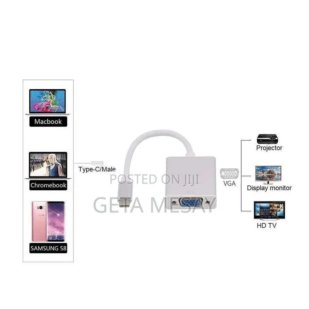 Usb-c To Vga Adapter 1080p Type-c To Vga Converter