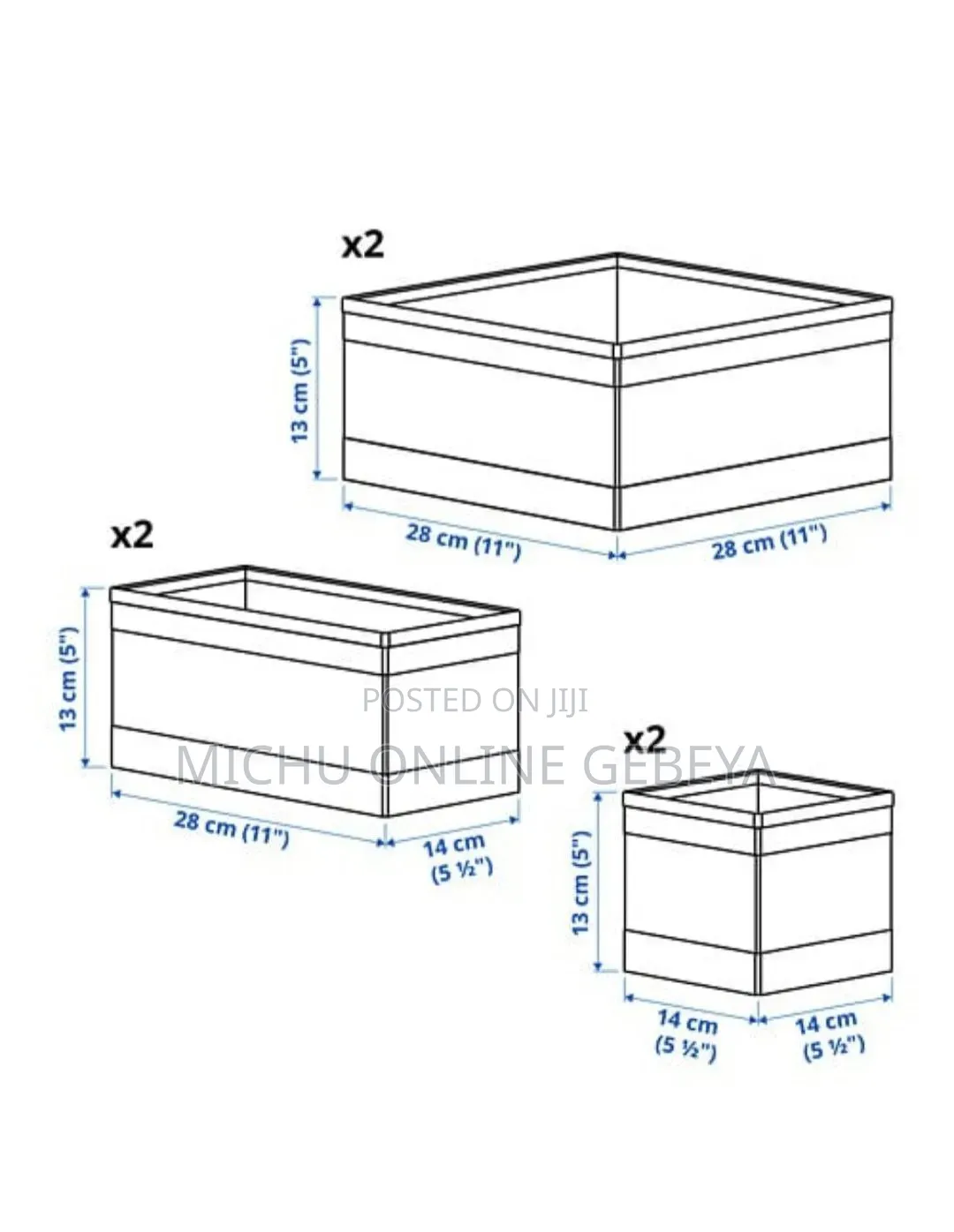 Ikea Organizer Box, Set of 6 – Dark Grey/Free Delivery