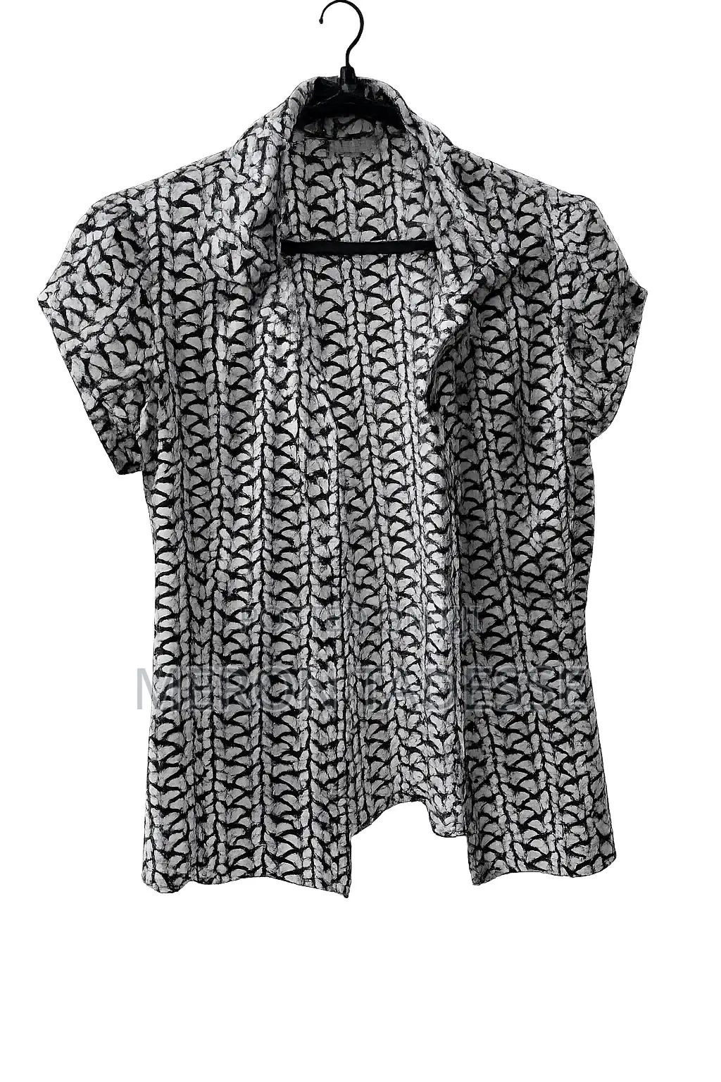 Lindex Black White Butterfly Print Blouse - Short Sleeve