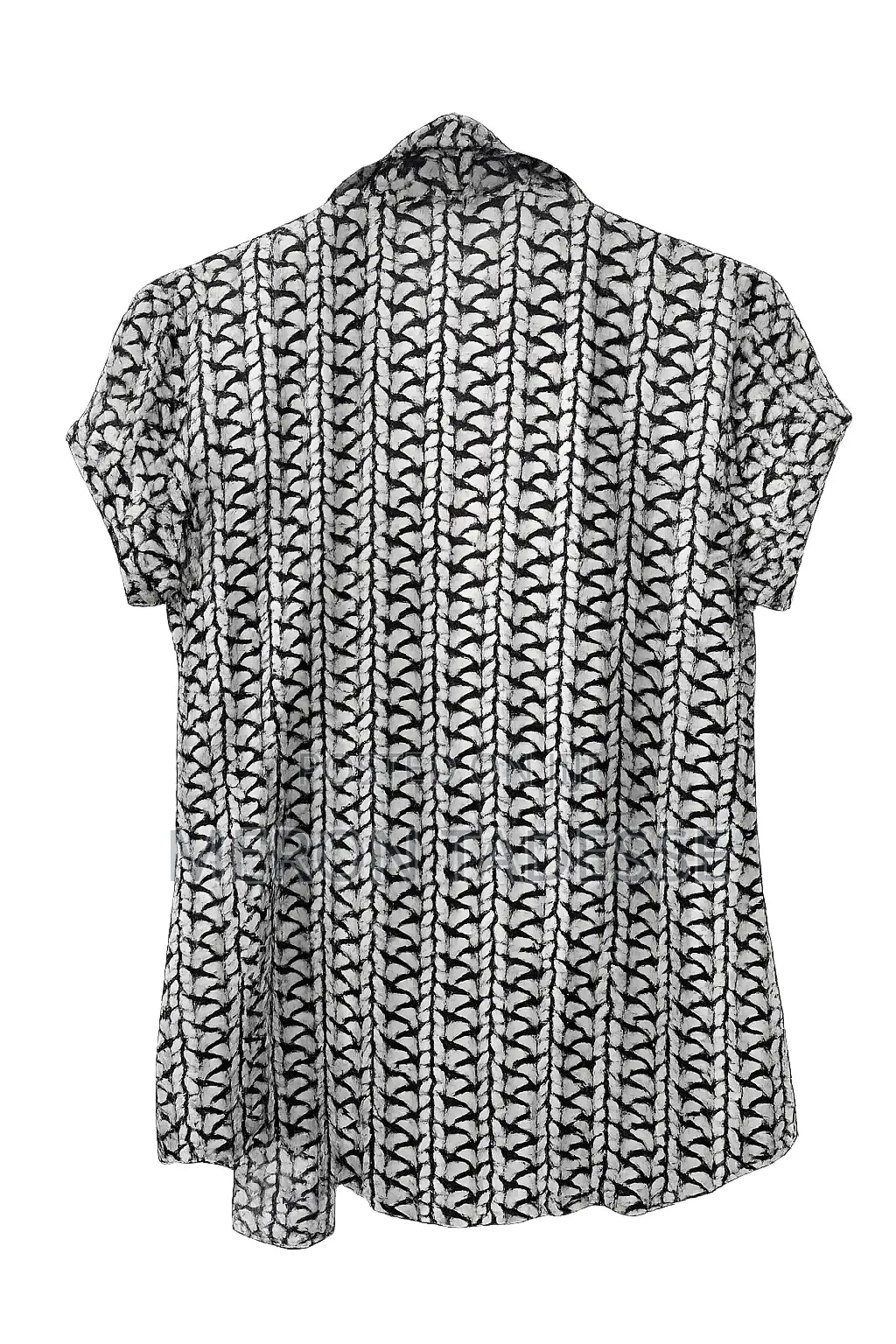 Lindex Black White Butterfly Print Blouse - Short Sleeve
