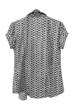 Lindex Black White Butterfly Print Blouse - Short Sleeve
