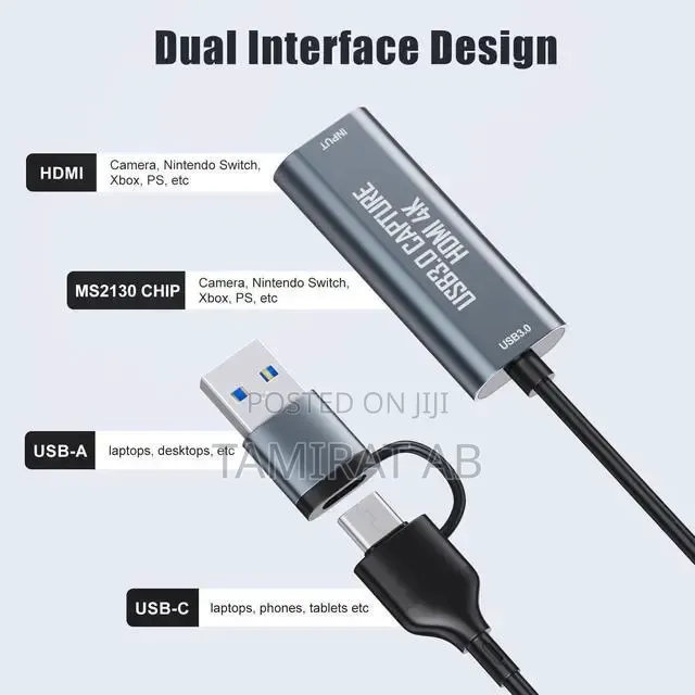  Hdmi to Usb 3.0 Type C Video Capture Card, for Live Streaming 