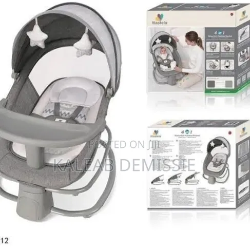 Mastela 4-in-1 Baby Rocker Bouncer የልጆች ባለ አጎበር ማስተኛ ፣መመገቢያ እና ዥዋዥዌ