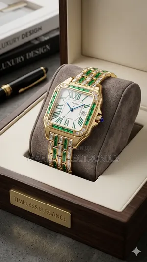 ርዕስ፦ Luxury Gold Emerald Green Square Watch - ልዩ የወንድ እጅ ሰዓት