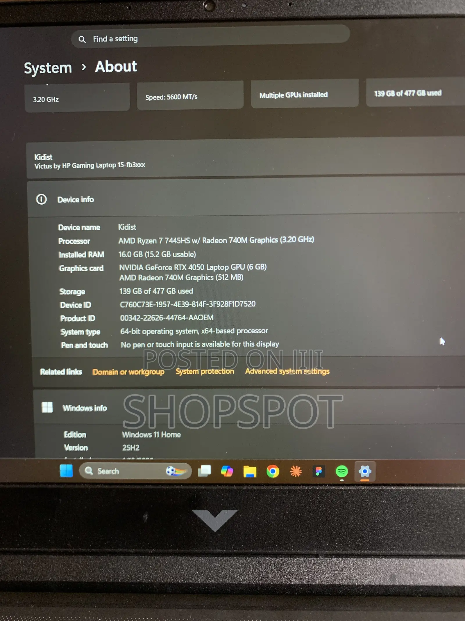New Laptop HP Victus 15 16GB AMD Ryzen 7 SSD 512GB
