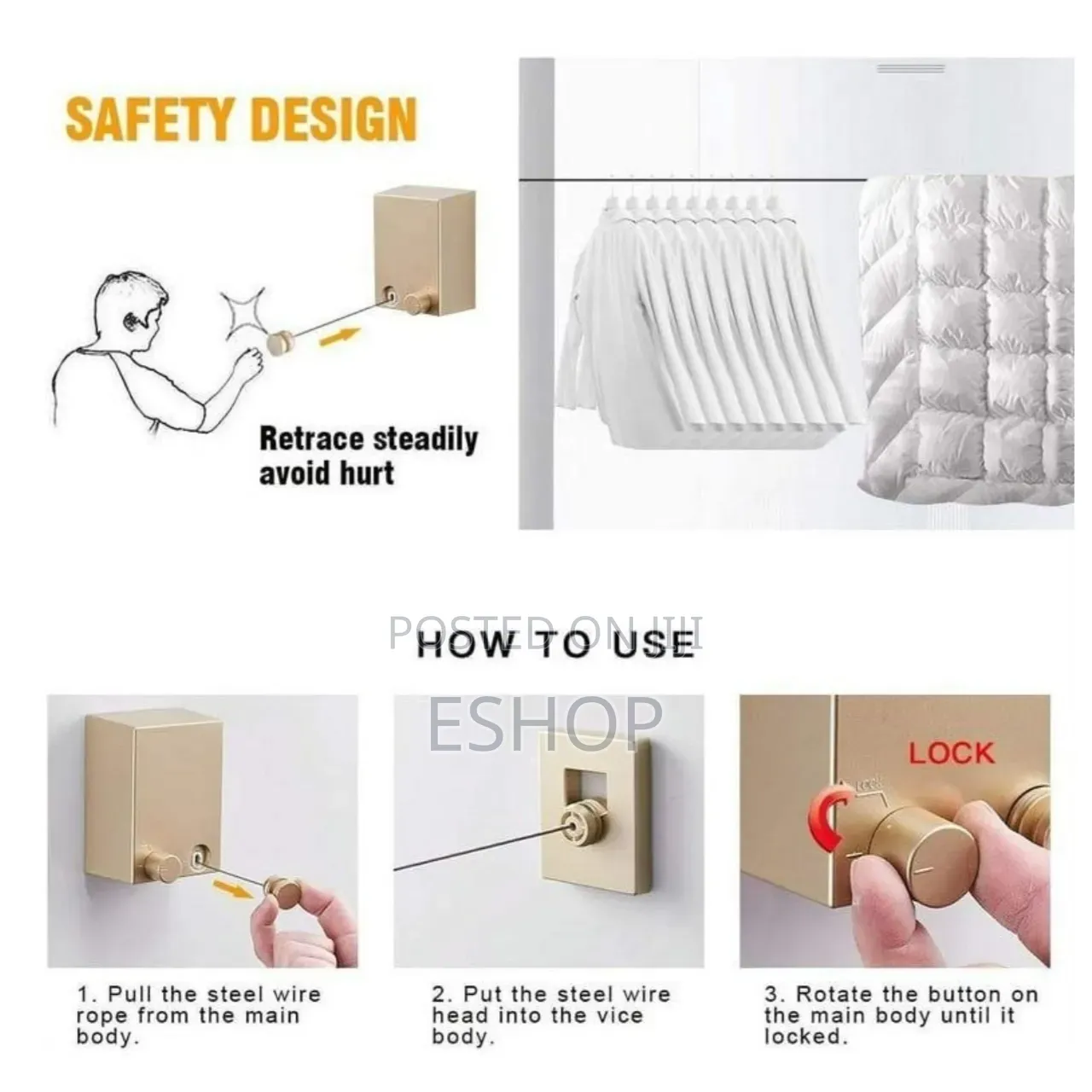 Space Saver: Retractable Clothesline With Invisible Wall Bracket