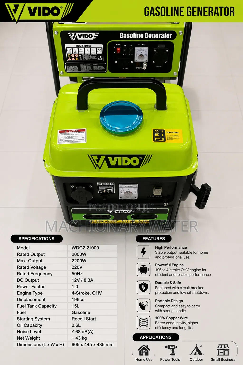 Vido Gasoline Generator 800watt