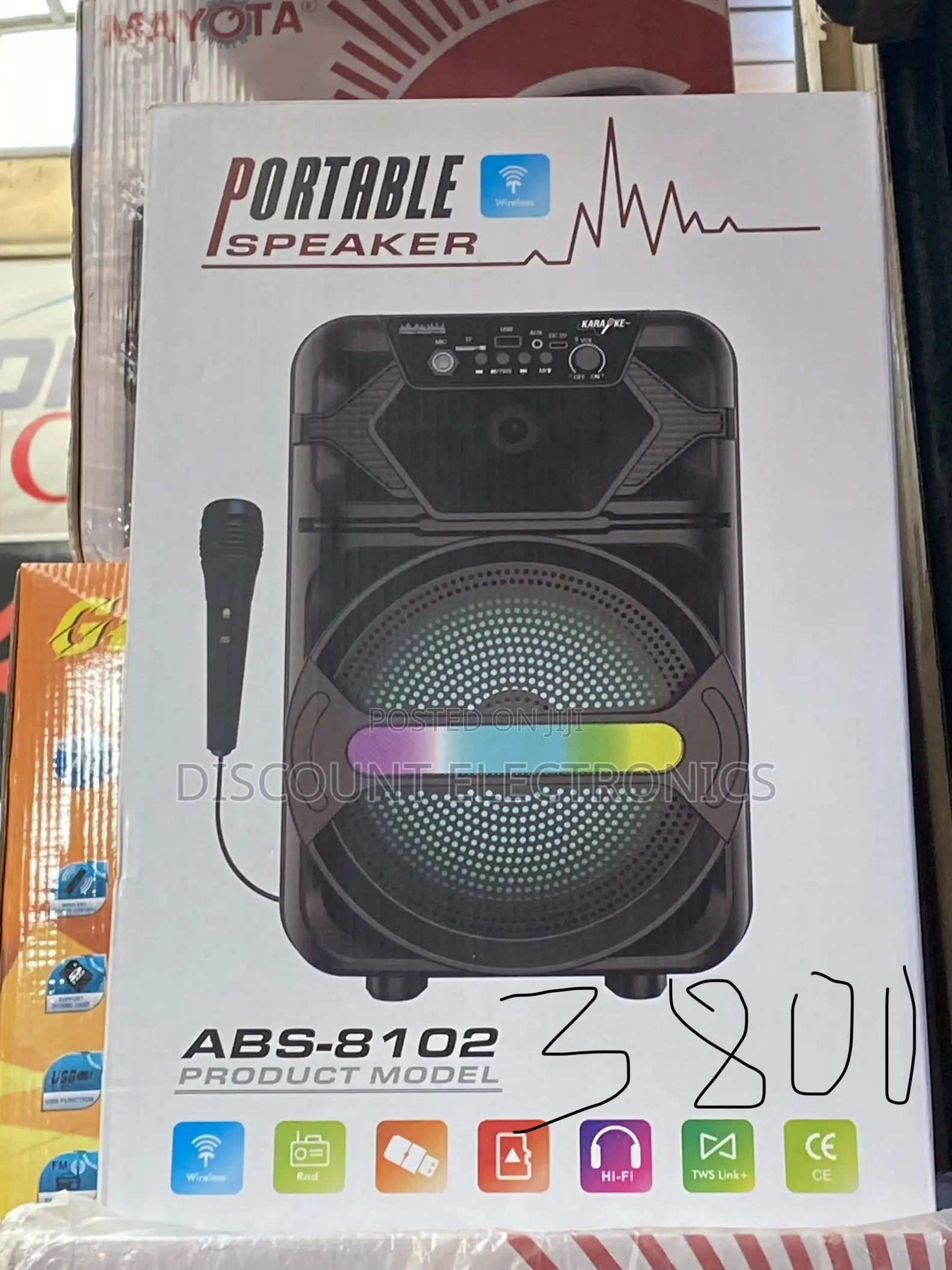 Abs8102 Portableparty Speaker Wireless Karaoke Machine With RGB Light