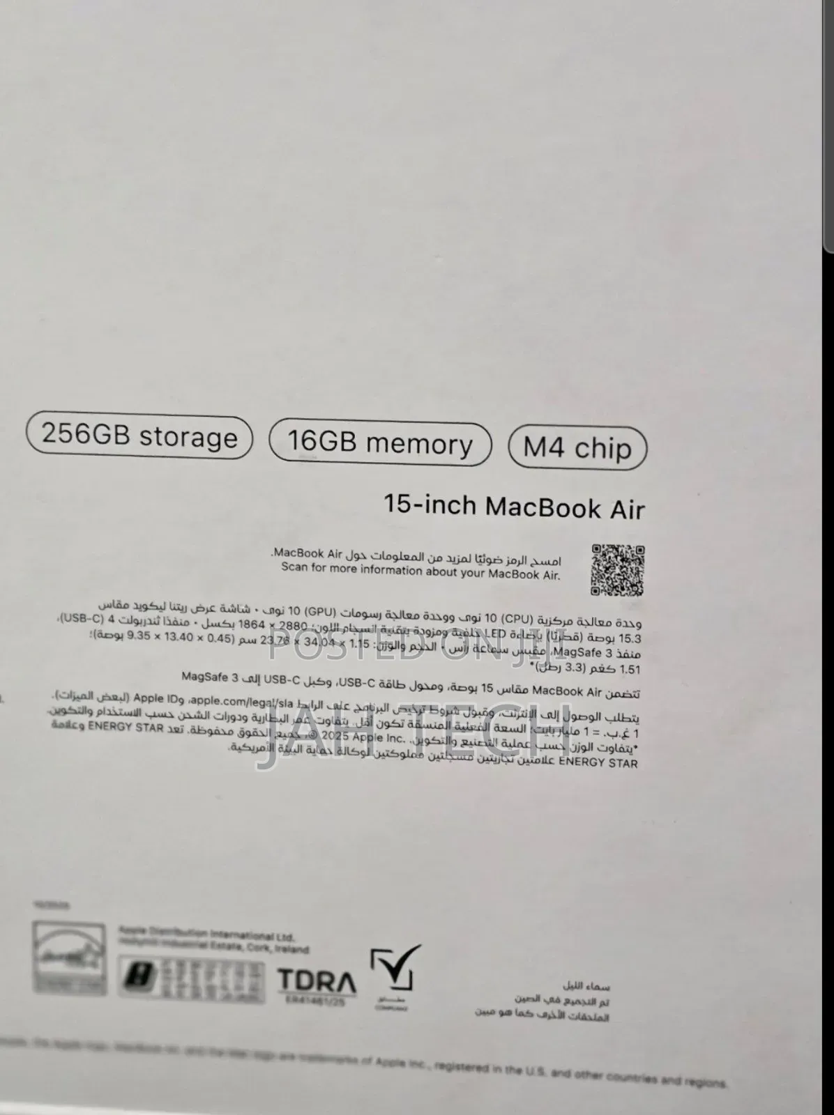 New Laptop Apple MacBook Air 2025 M4 16GB Apple M4 SSD 512GB