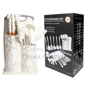 25‐Piece Kitchenware Set-Heat Resistant Silicone,Ceramic Coated Knives