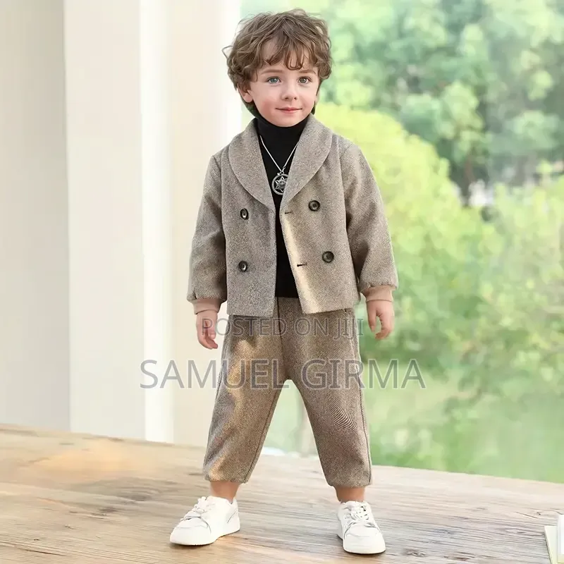 Mk- 0832 3 Pieces Set Boys Casual Outfit (Coat, Pant, T-Neck Sweater )