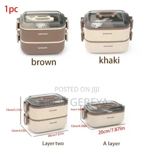 የማያቀዘቅዝ የምሳ እቃ Lunch Time Now Beduso 2-Tier Insulated Lunch Box Set