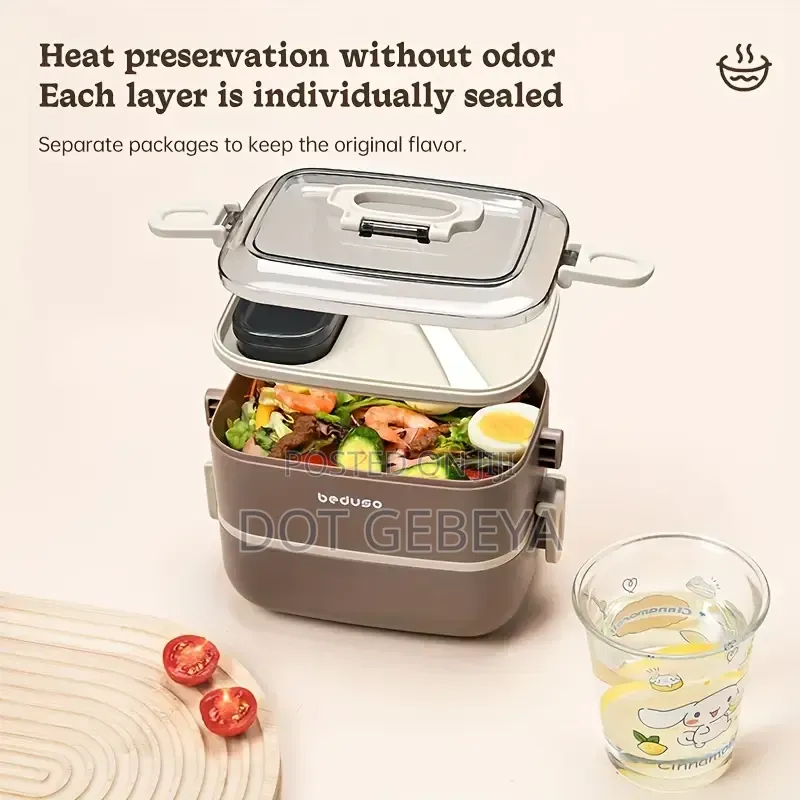 የማያቀዘቅዝ የምሳ እቃ Lunch Time Now Beduso 2-Tier Insulated Lunch Box Set