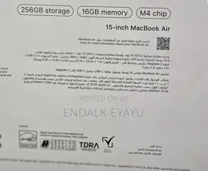 New Laptop Apple MacBook Air 16GB Apple M4 SSD 256GB