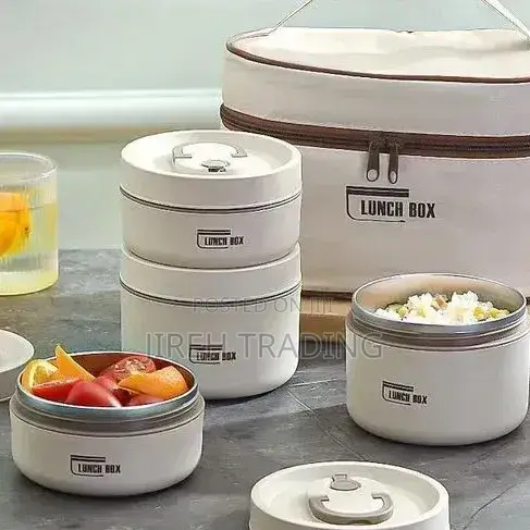 Premium 4-Container Insulated Lunch Box Set ሙቀት ጠባቂ የምሳ ዕቃ ከመያዣ ቦርሳ ጋር