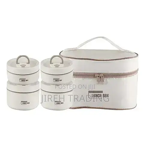Premium 4-Container Insulated Lunch Box Set ሙቀት ጠባቂ የምሳ ዕቃ ከመያዣ ቦርሳ ጋር
