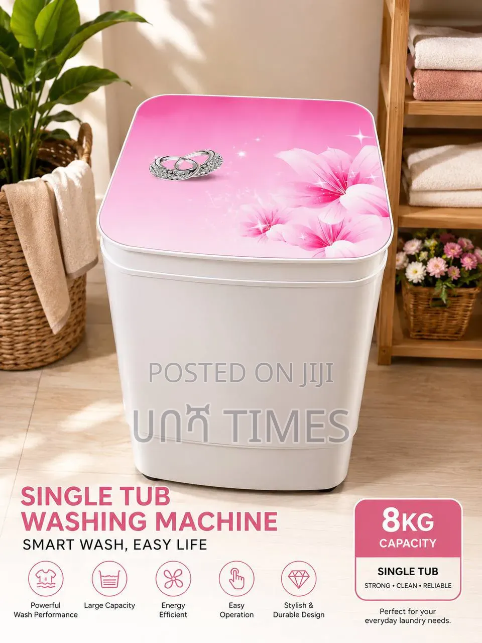 8kg Single Tub Washing Machine – Compact Energy Efficient Washer