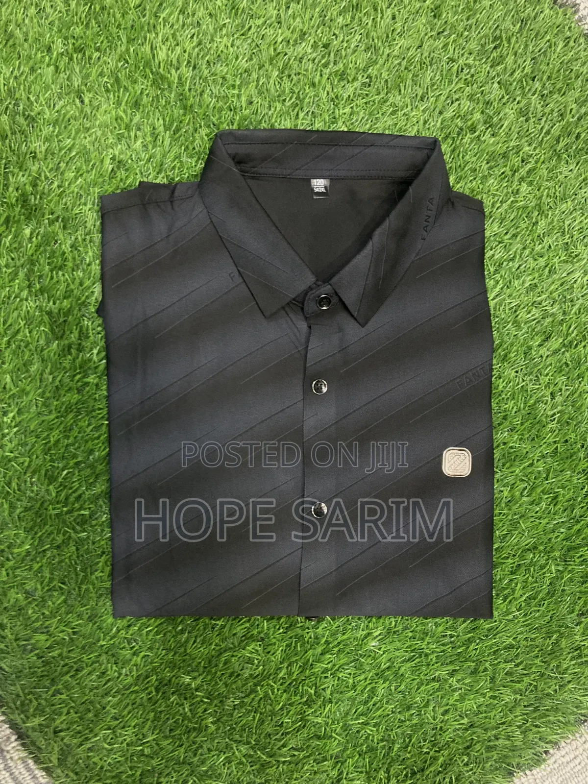 Sleek Black Diagonal-Stripe Shirt: