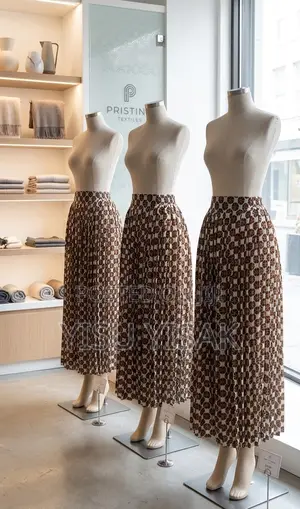 Elegant Geometric Print Pleated Midi Skirt