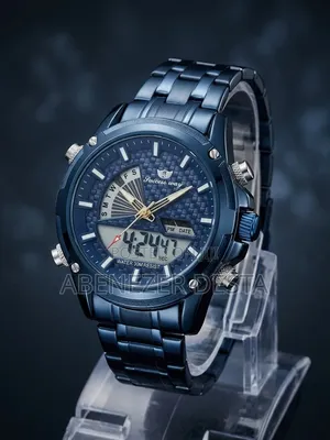 Succes-Way Men's Watch Featuring a Blue Dial and Stainless Steel Band.