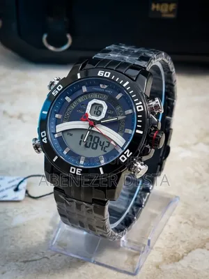 Men's Watch, Which Features a Black Stainless Steel Analog/Digital