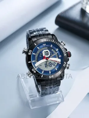 Men's Watch, Which Features a Black Stainless Steel Analog/Digital