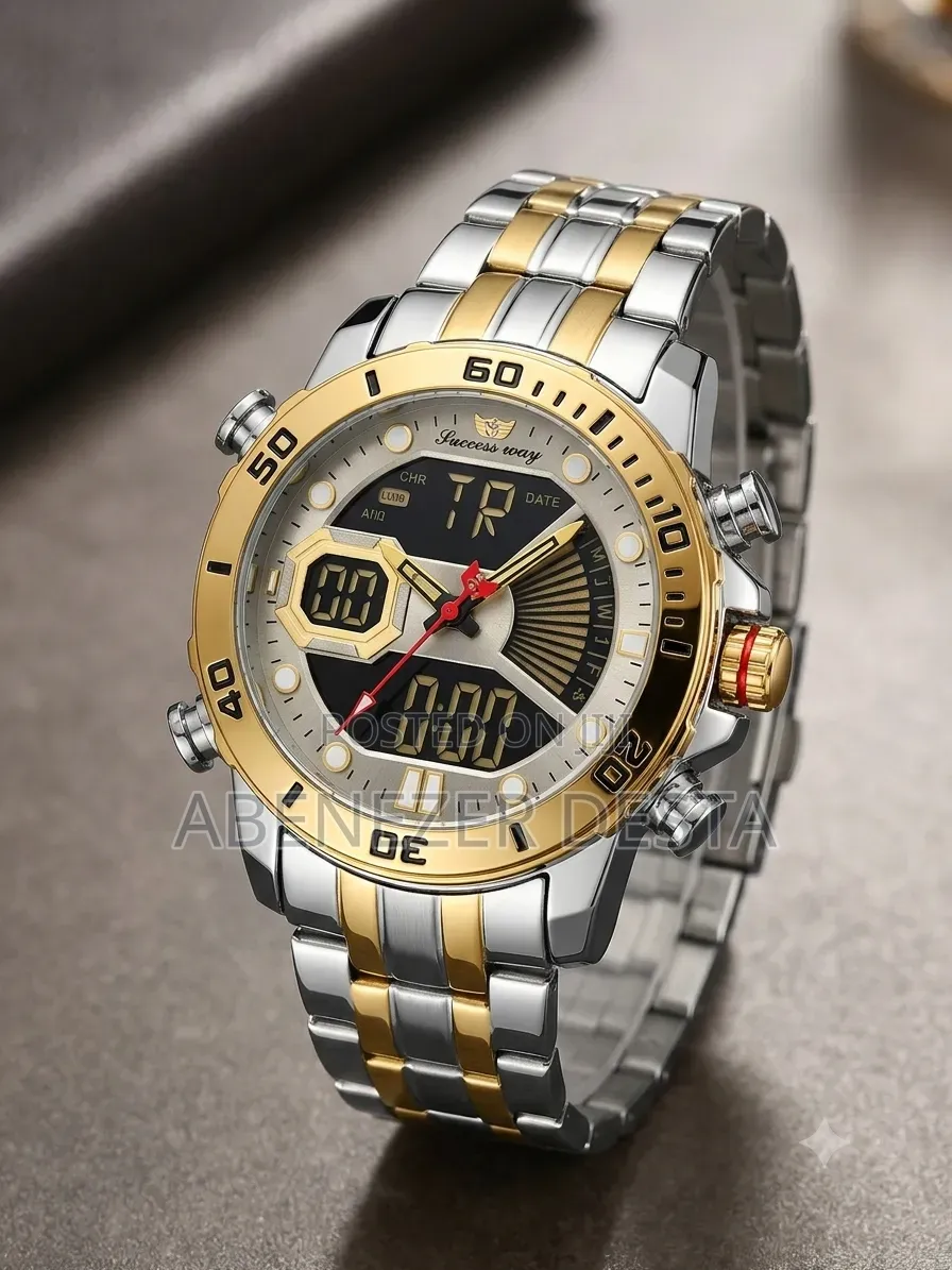Succes-Way a Silver and Gold Stainless Steel
Band.