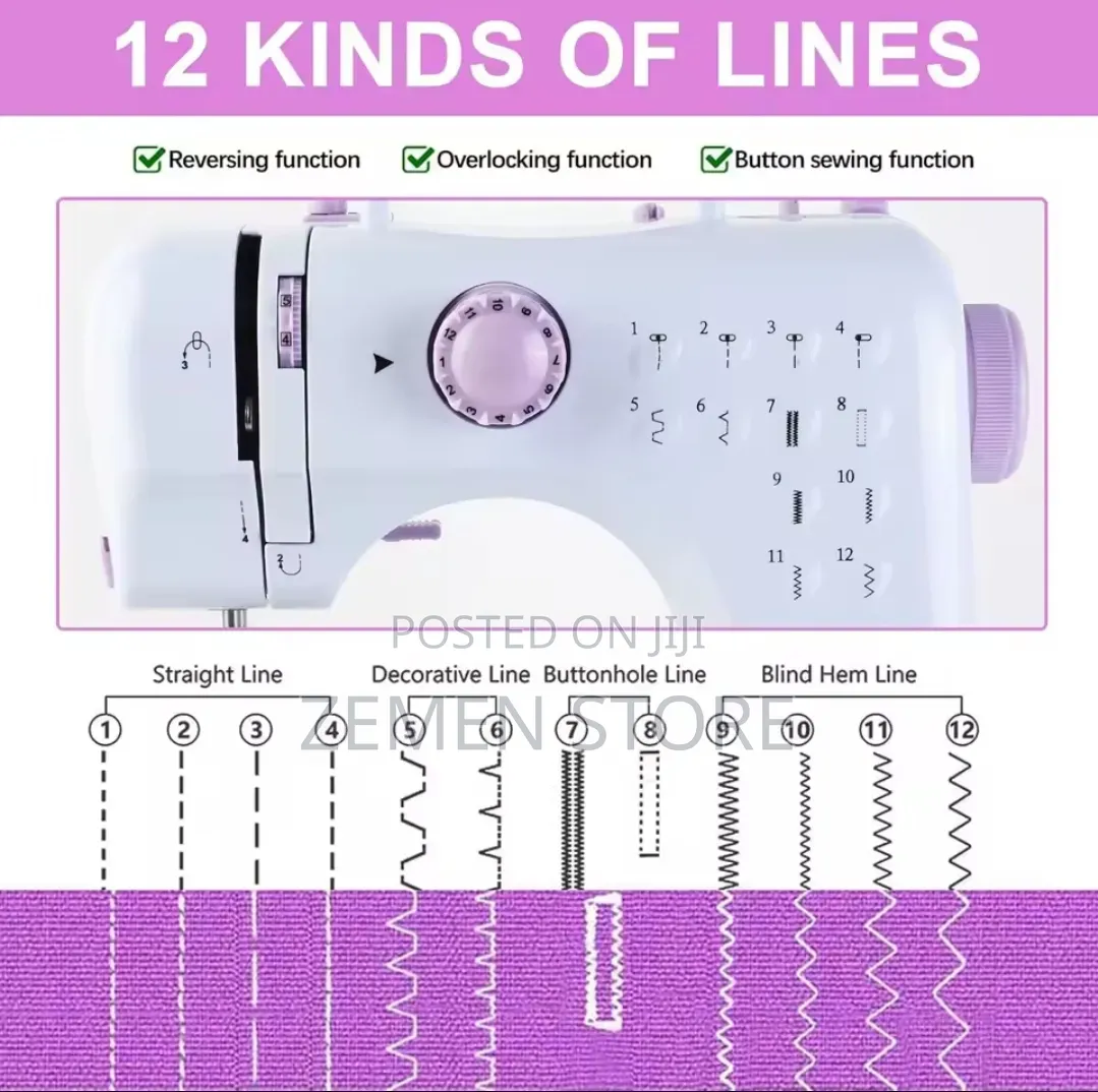 Desktop Electric Sewing Machine - 12 Built-in Stitches Multi-fabric