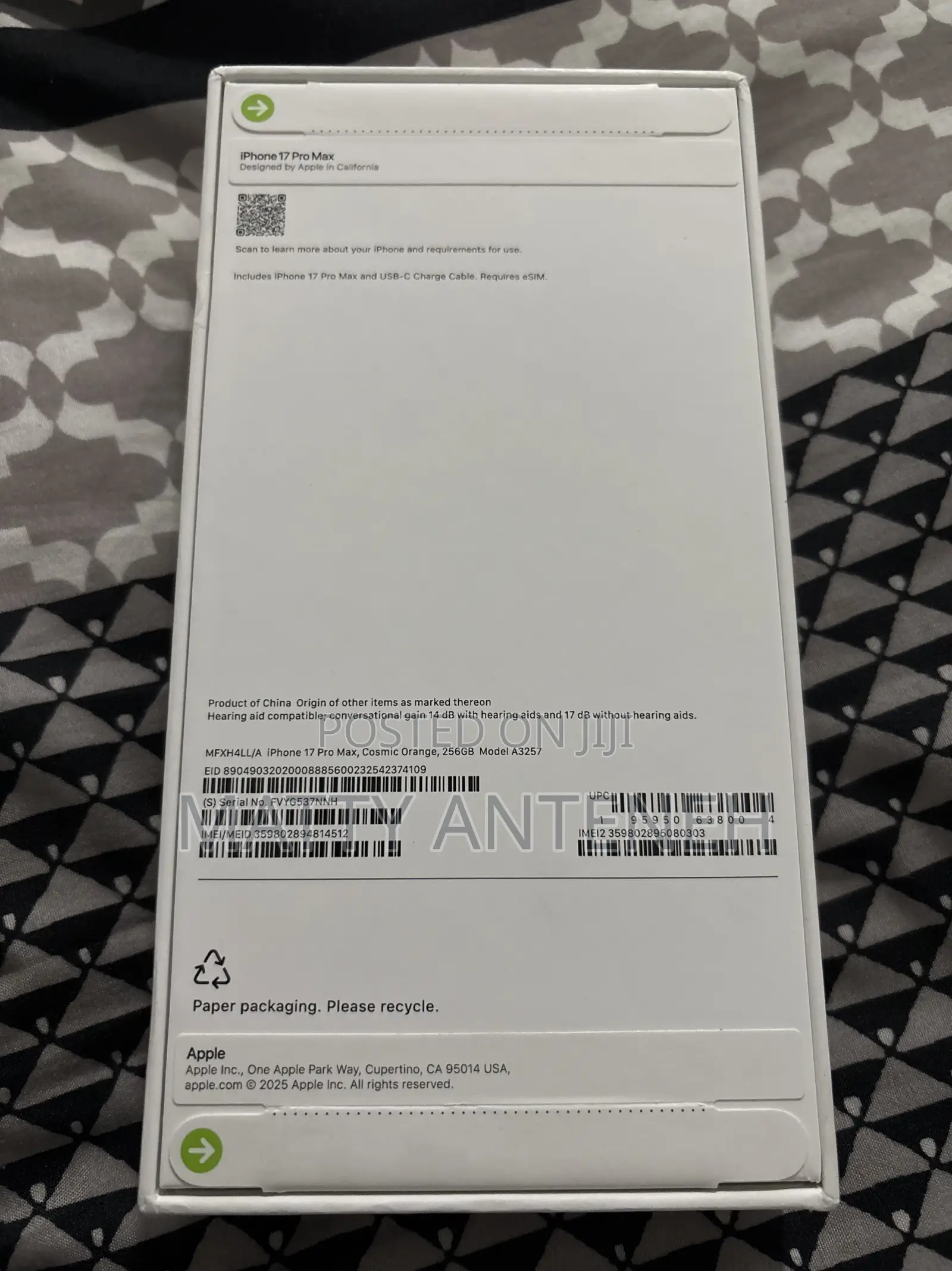 New Apple iPhone 17 Pro Max 256 GB Orange