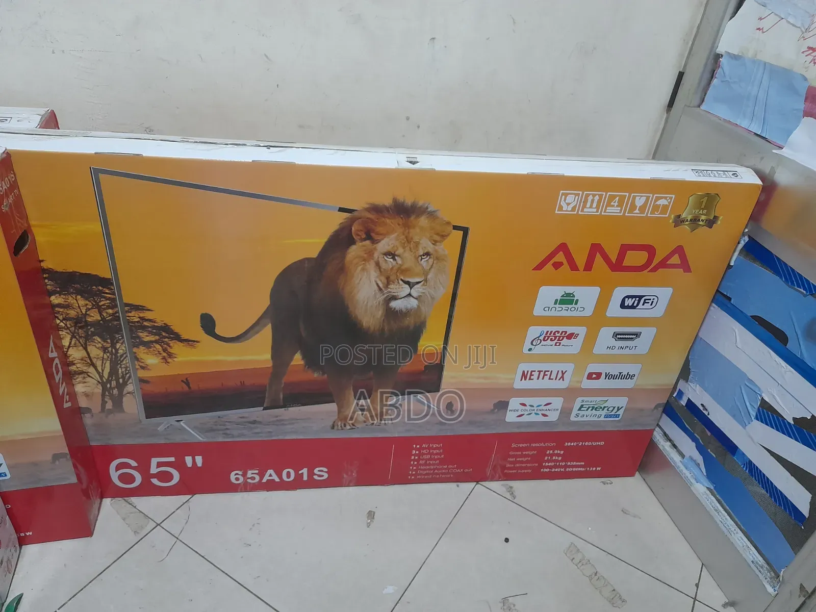 Anda Smart Tv 65 Inch Andraid Doubel Gelass 2026 Adis Quality Tv
