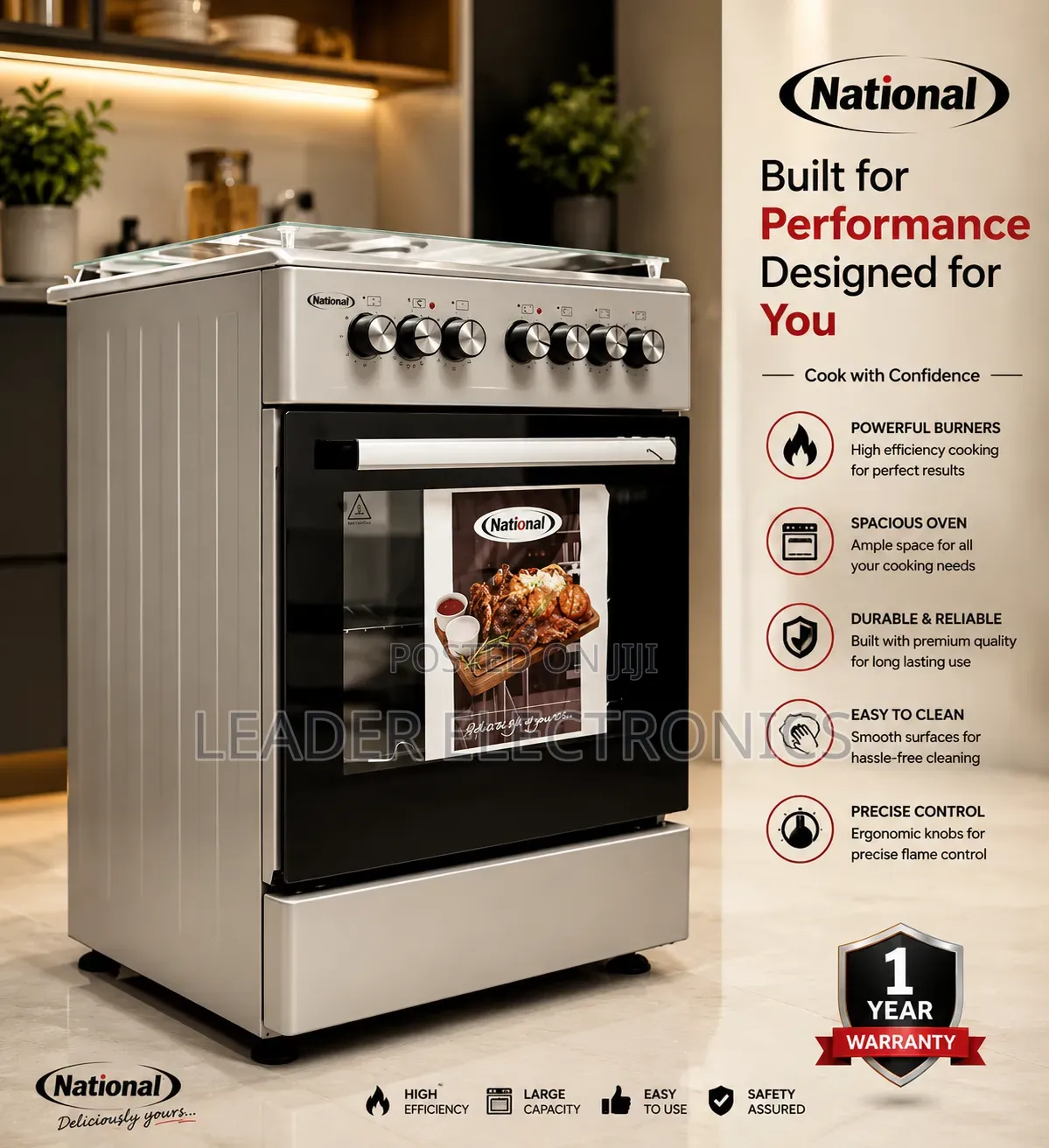 National Full Function Oven 60×60 – Stainless Steel | Premium Quality