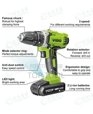,Vido 18v Cordless Drill, Model Wd.