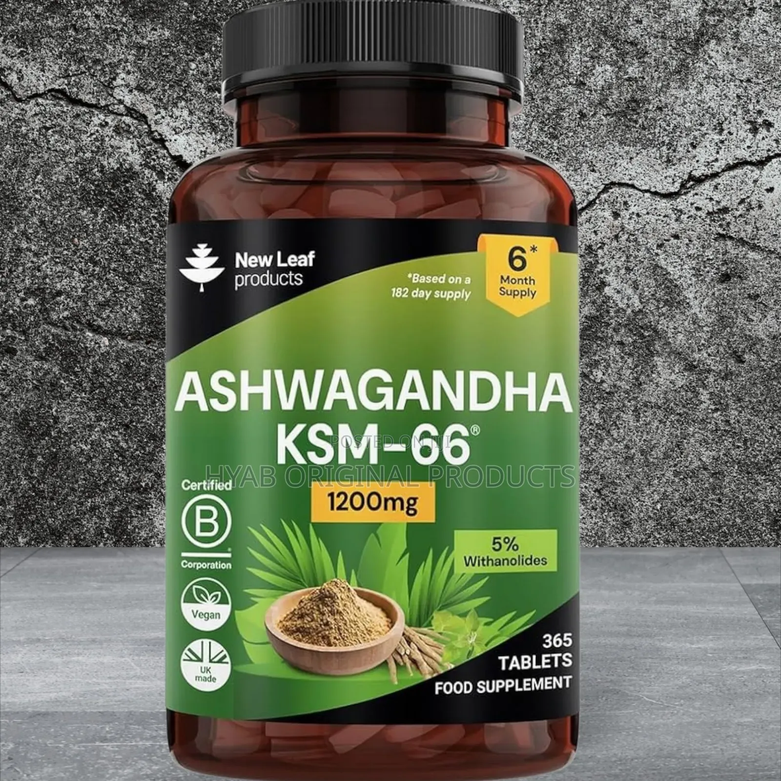 Ashwagandha KSM 66- 1200mg Vegan Tablets Pure High Strength 365tab