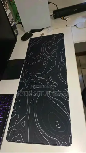 80 X 30 X 0.2cm Black Topographic Themed Mouse Pad - Desk Mat