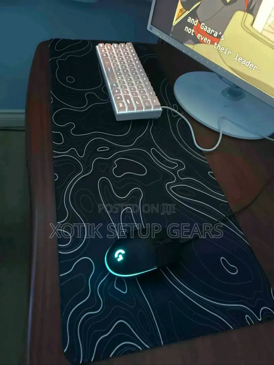 80 X 30 X 0.2cm Black Topographic Themed Mouse Pad - Desk Mat