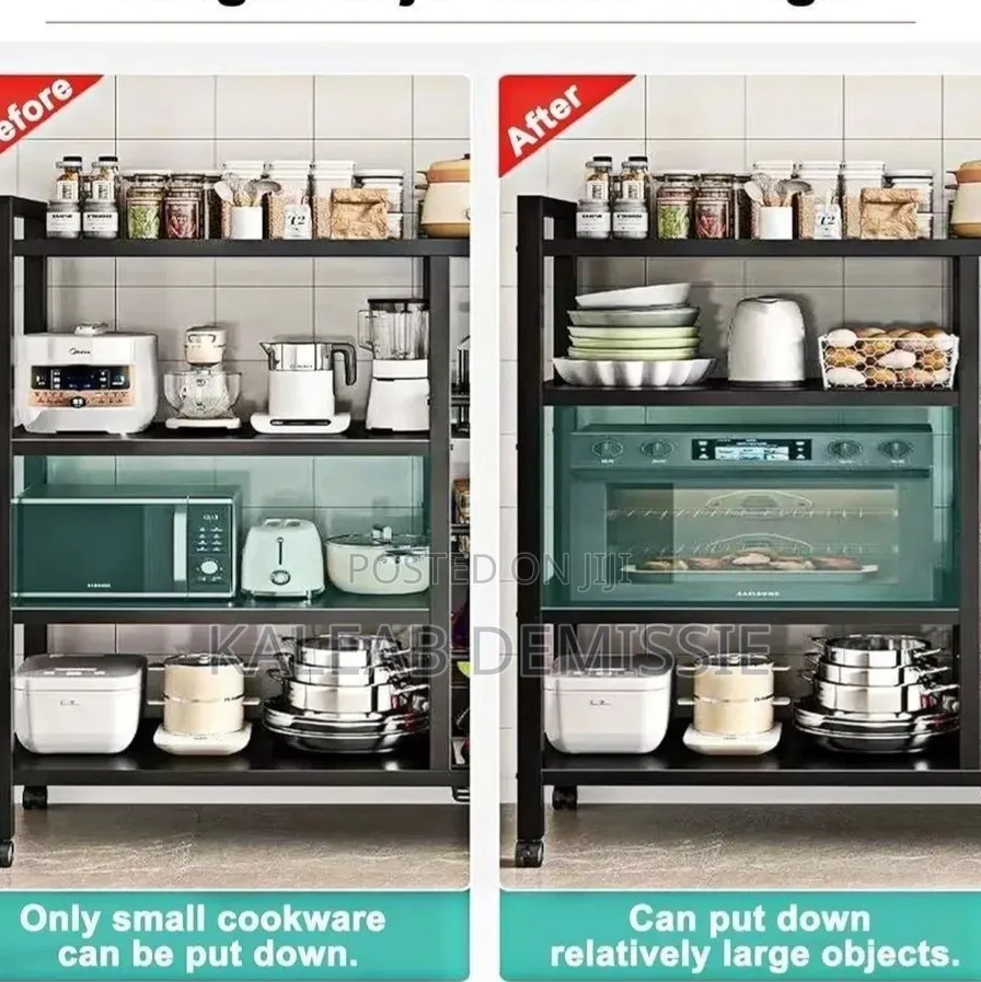 4 Layer Metal Storage Shelf ባለ 4 ደረጃ ሁለገብ መደርደሪያ