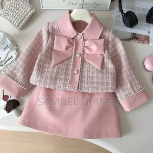 Mk- 0840 Bow Decor Girls Casual Skirt And Jacket