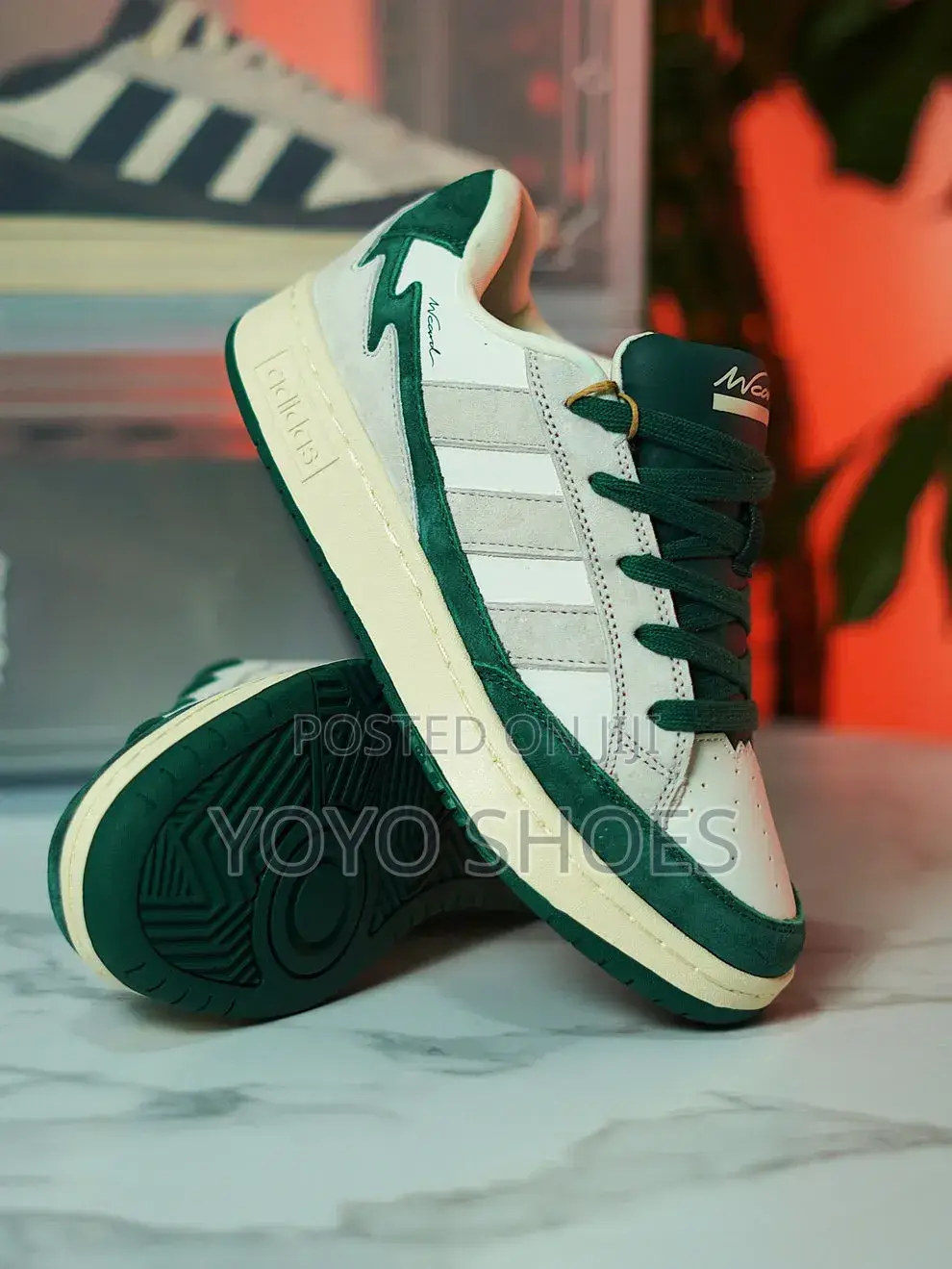 Adidas Wcard Adv U 'Green' Sneakers With a Cream Upper and Dark Green