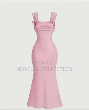 Women's Elegant Sparkly Pink Ruched Bust Mermaid Long Dress