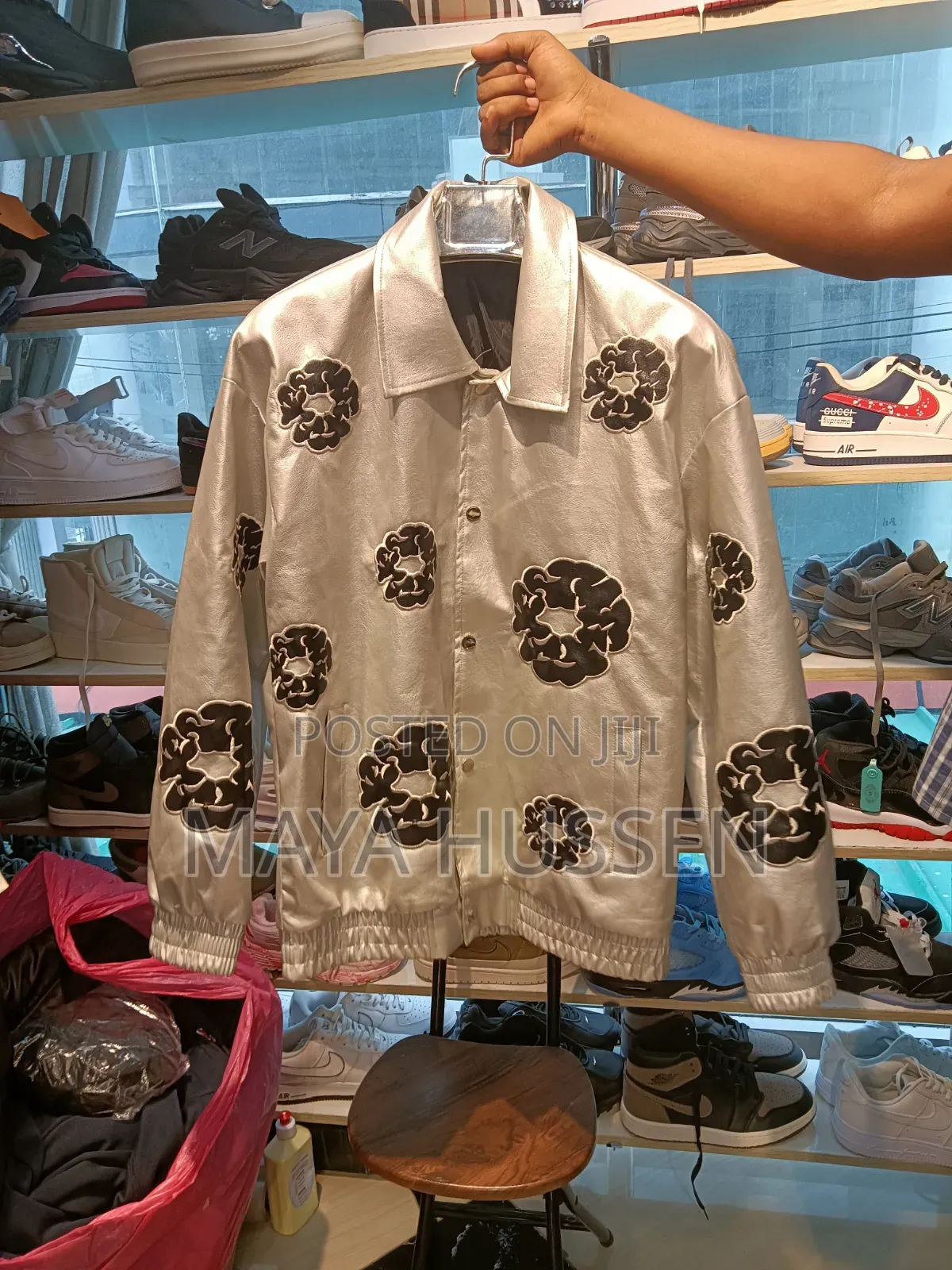 Premium Metallic Silver Streetwear Jacket With Custom Patches