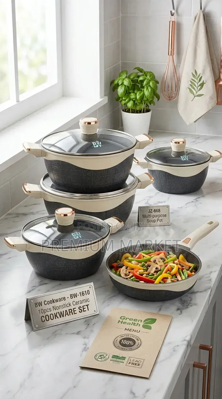 Bw 10pcs Non-Stick Ceramic Cookware Set