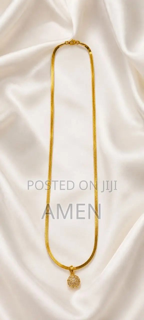 Gold Snake Chain Ball Pendant Necklace