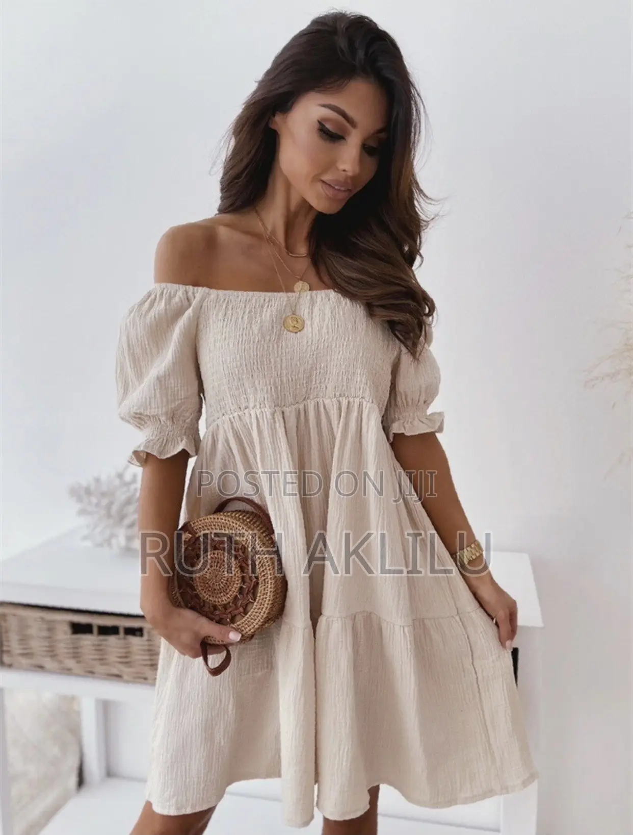 Elegant Women's One Shoulder Plain Loose Backless Dress