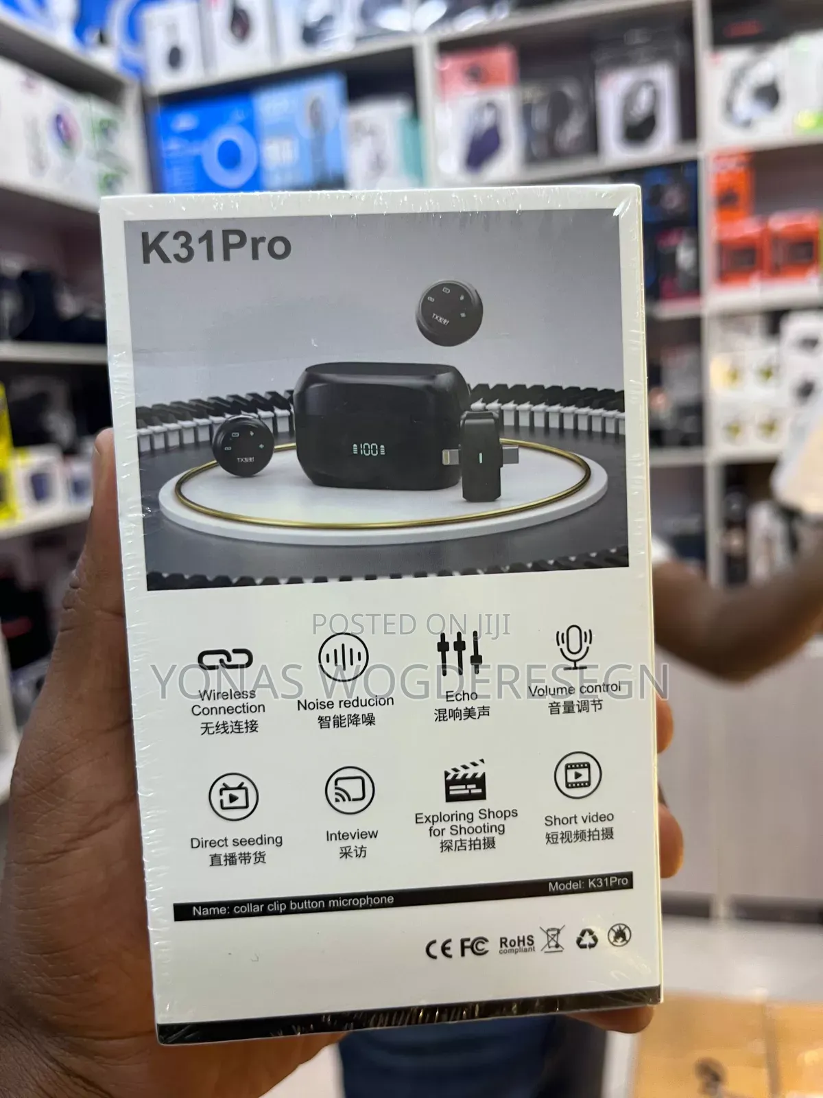 K31pro Wireless Collar Clip Button Microphone