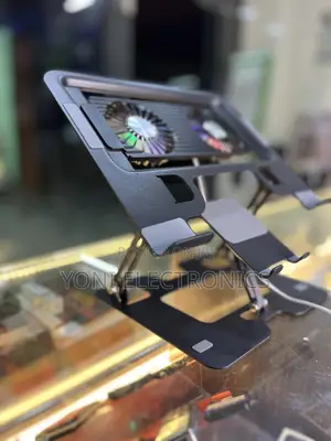Adjustable Laptop and Phone Stand With Integrated Dual Cooling Fans