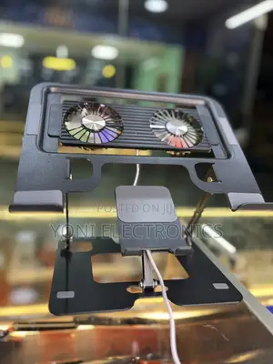 Adjustable Laptop and Phone Stand With Integrated Dual Cooling Fans
