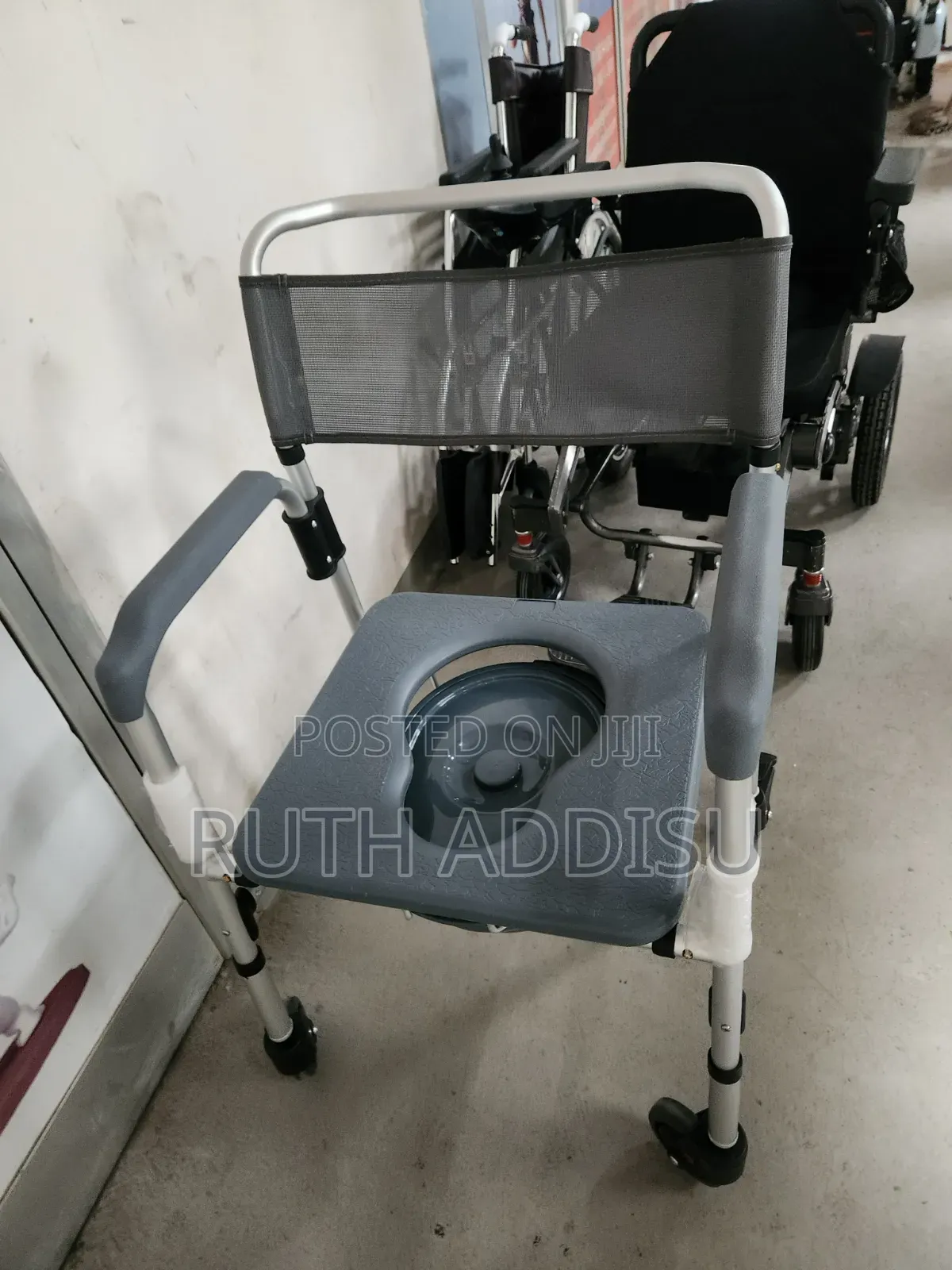 3-in-1 Design Bedside Commode, Shower Chair, or Transport Wheelchair.